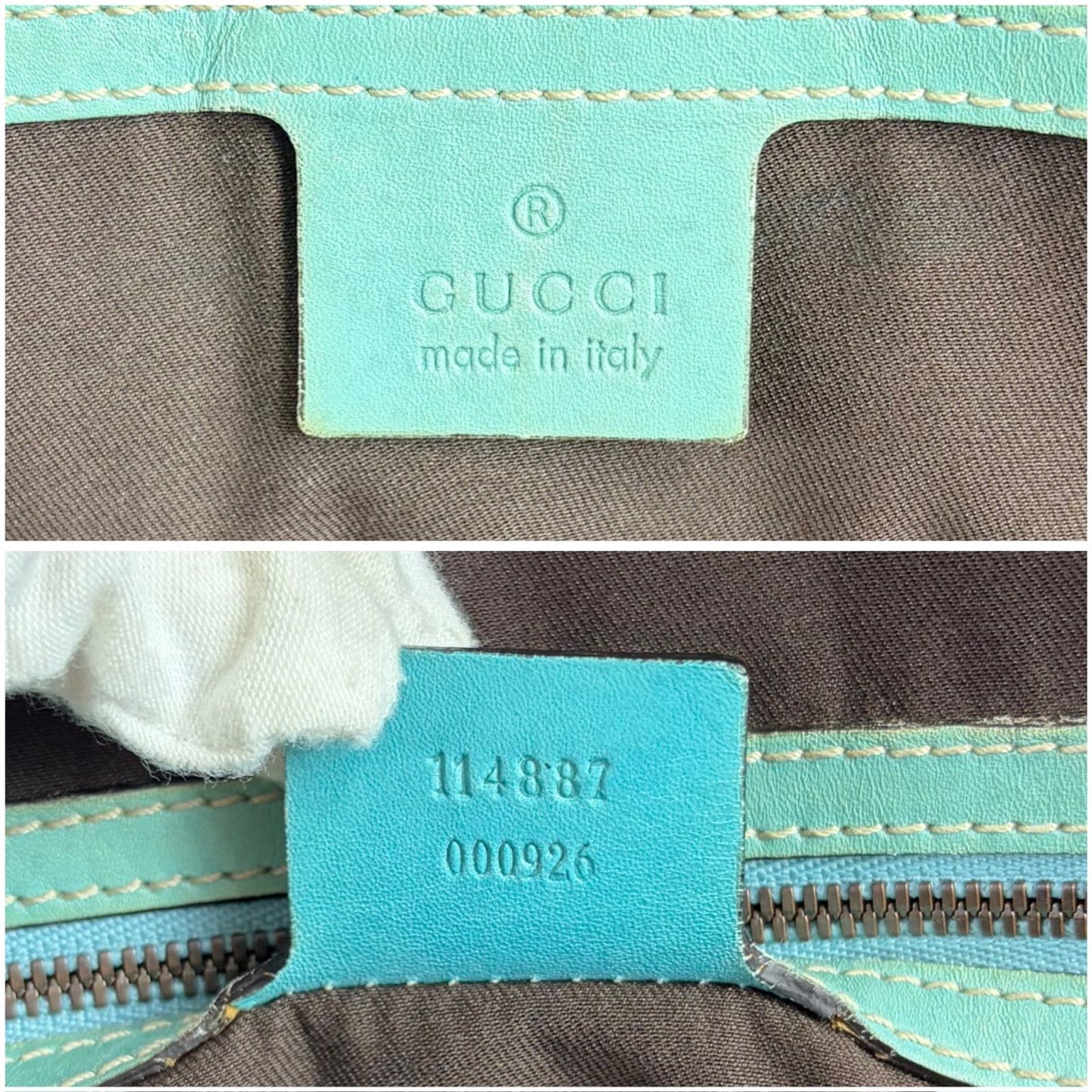 Gucci Interlocking G Leather Hand Bag G Handbag Turquoise Blue — view 8