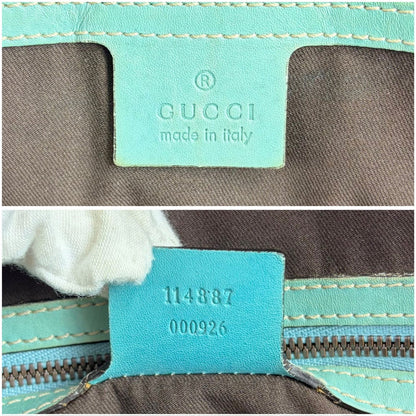 Gucci Interlocking G Leather Hand Bag G Handbag Turquoise Blue — view 8