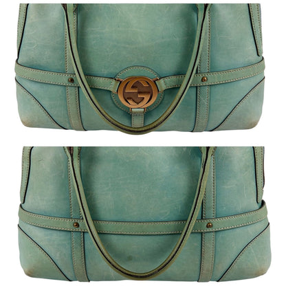 Gucci Interlocking G Leather Hand Bag G Handbag Turquoise Blue — view 6