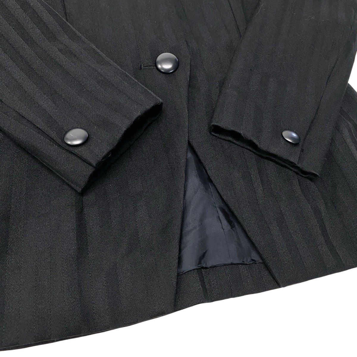 Dior Collarless Jacket Wool Striped Pattern 9 Black — view 6