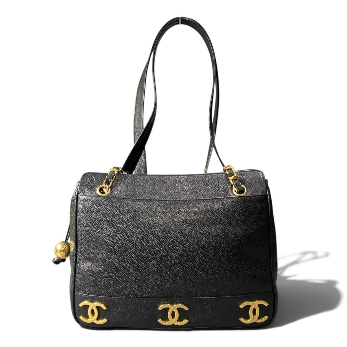 Chanel Triple CC Logo Caviar Leather Shoulder Bag Coco Chain Black — view 5
