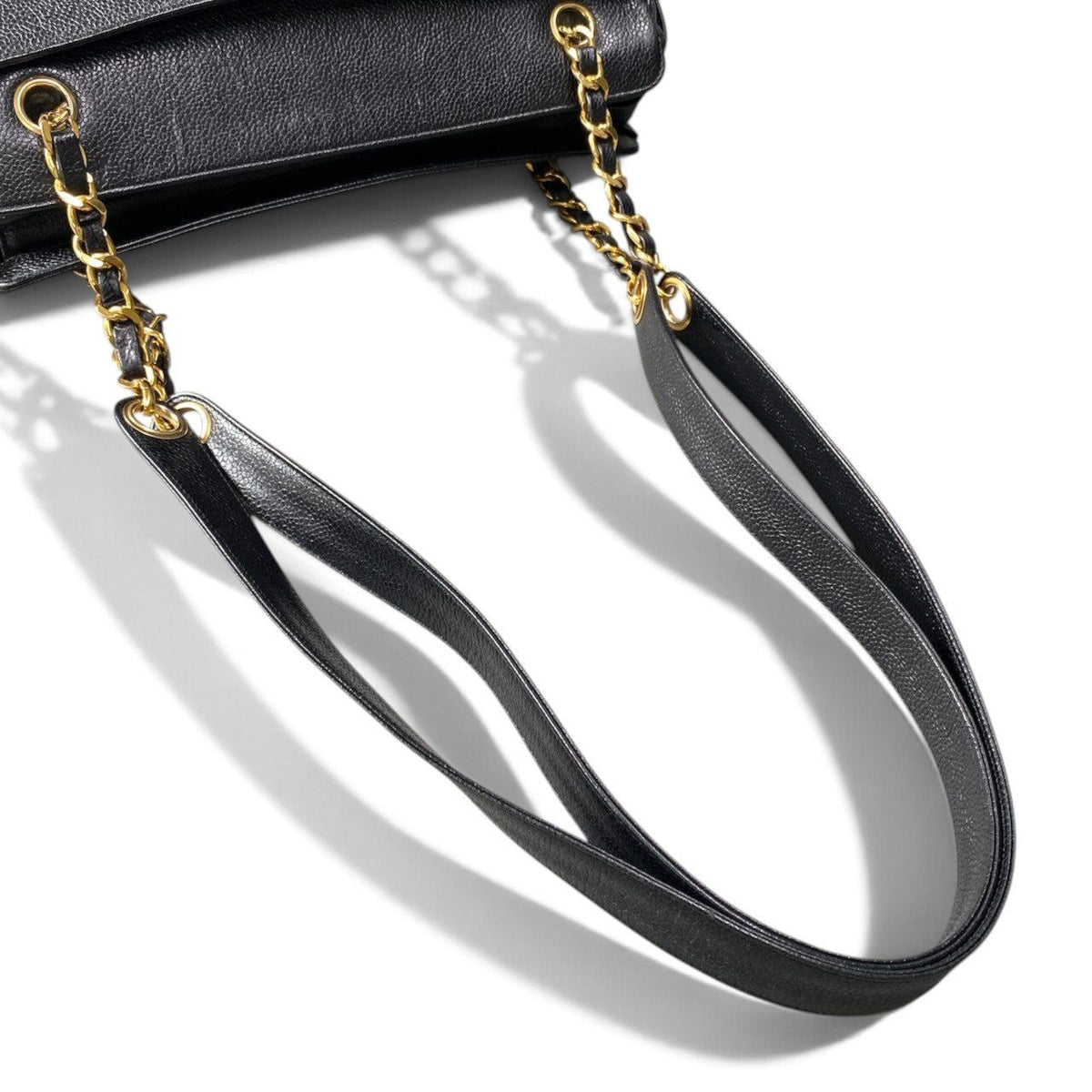 Chanel Triple CC Logo Caviar Leather Shoulder Bag Coco Chain Black — view 8