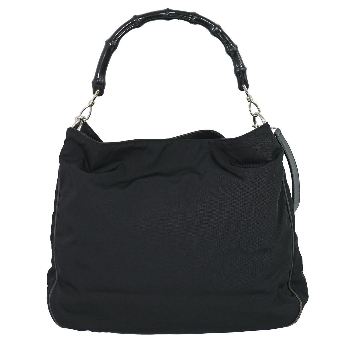Gucci Bamboo 2-Way Shoulder Bag Canvas Black