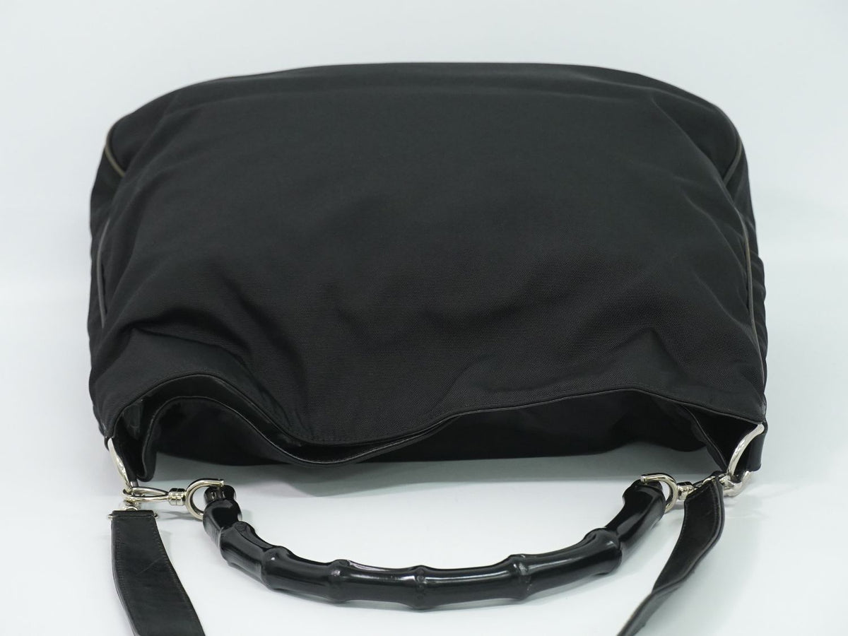 Gucci Bamboo 2-Way Shoulder Bag Canvas Black — view 5