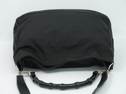 Gucci Bamboo 2-Way Shoulder Bag Canvas Black — view 5