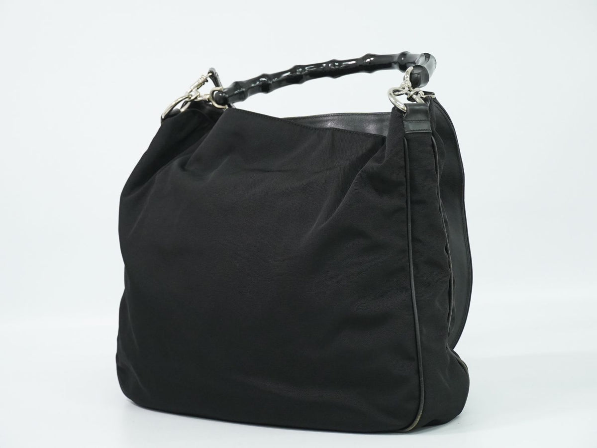 Gucci Bamboo 2-Way Shoulder Bag Canvas Black — view 2