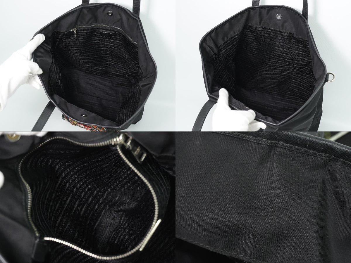 Prada Robot Collection Shoulder Bag Tote Nylon Black Multicolor — view 8