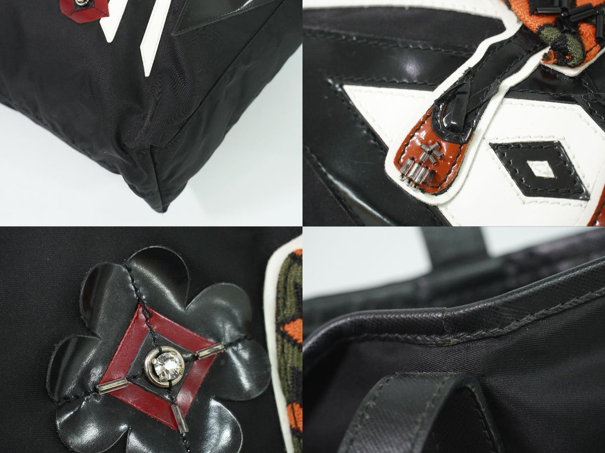 Prada Robot Collection Shoulder Bag Tote Nylon Black Multicolor — view 7