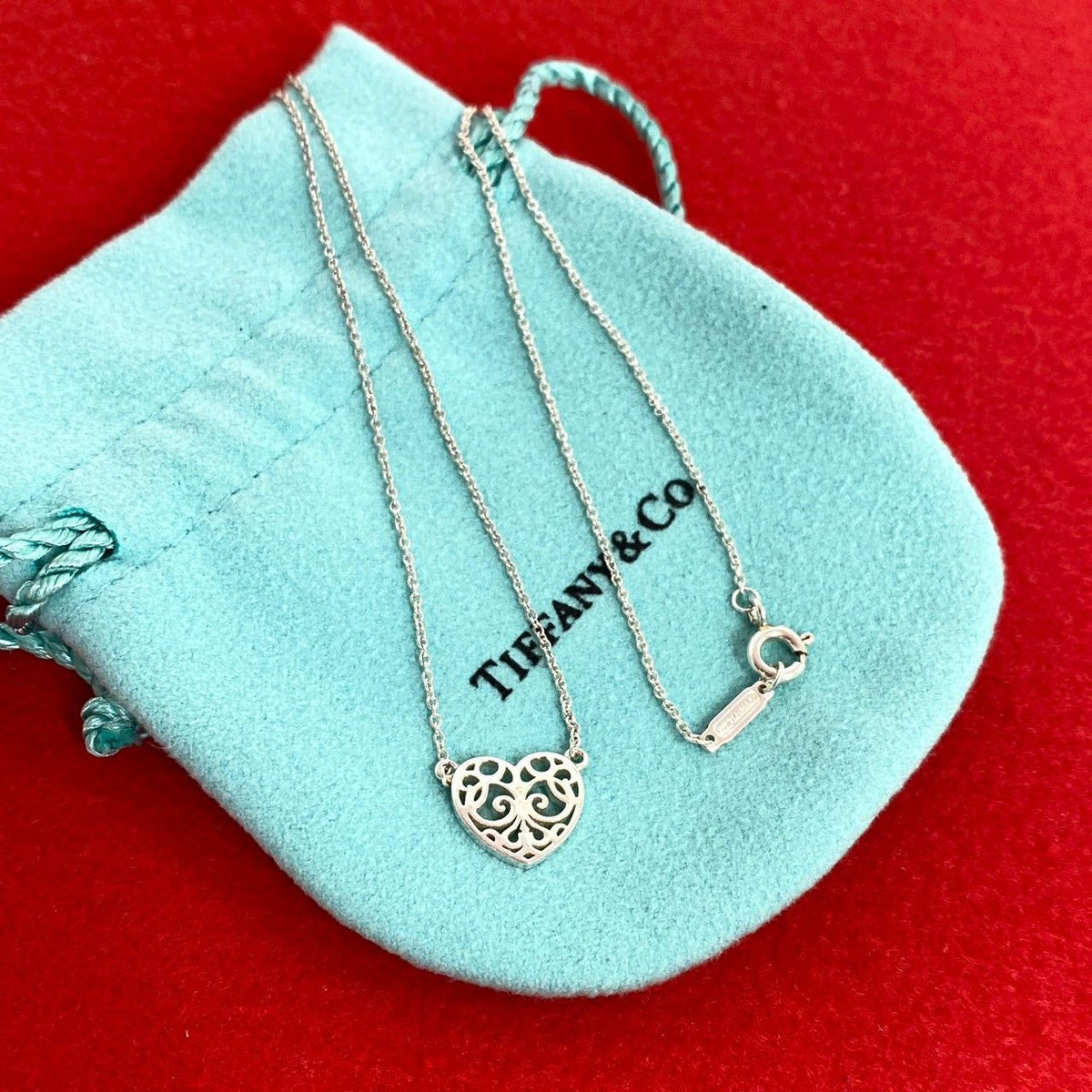Tiffany & Co Vintage Enchant Heart Necklace 925 Sterling Silver