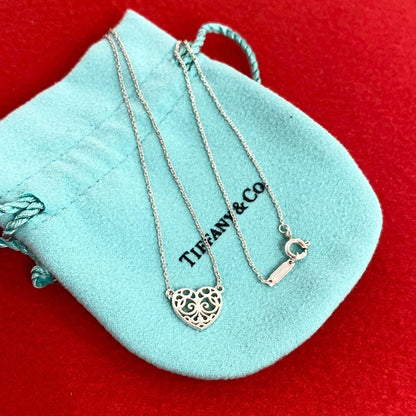 Tiffany & Co Vintage Enchant Heart Necklace 925 Sterling Silver
