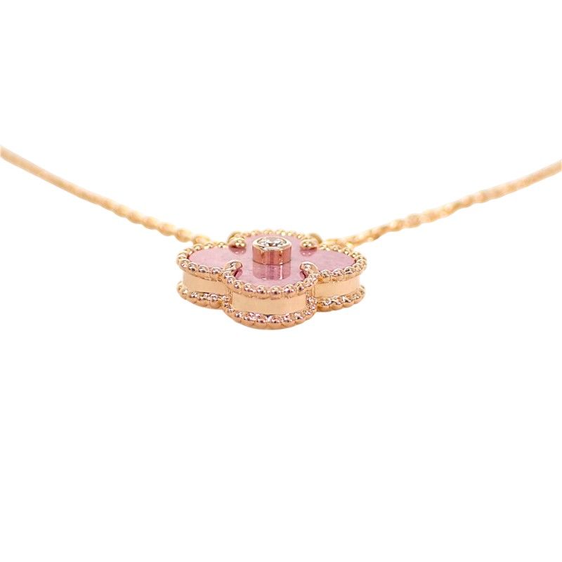 Van Cleef & Arpels Vintage Alhambra Pendant 18k Pink Gold Rhodonite — view 5