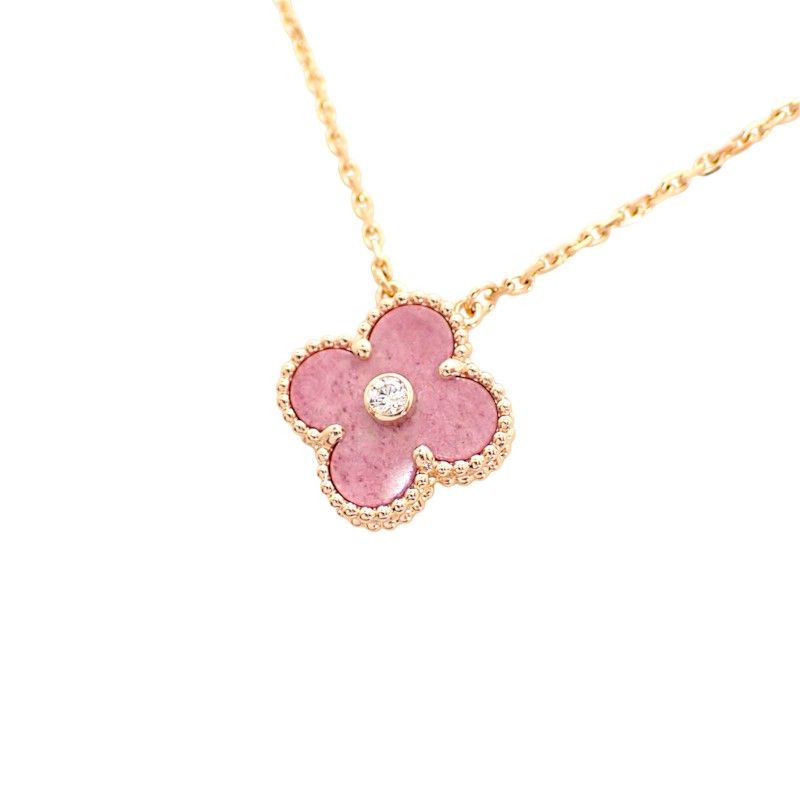Van Cleef & Arpels Vintage Alhambra Pendant 18k Pink Gold Rhodonite — view 3