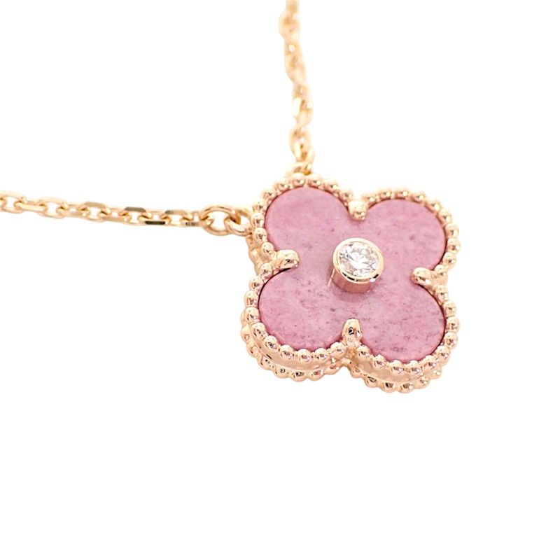 Van Cleef & Arpels Vintage Alhambra Pendant 18k Pink Gold Rhodonite — view 8
