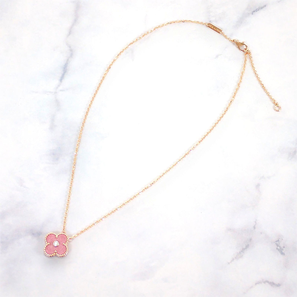 Van Cleef & Arpels Vintage Alhambra Pendant 18k Pink Gold Rhodonite — view 2