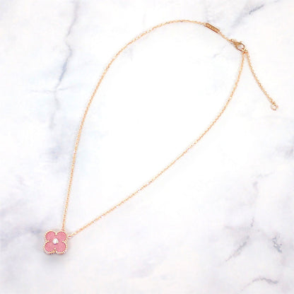 Van Cleef & Arpels Vintage Alhambra Pendant 18k Pink Gold Rhodonite — view 2