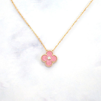 Van Cleef & Arpels Vintage Alhambra Pendant 18k Pink Gold Rhodonite