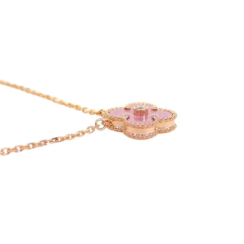 Van Cleef & Arpels Vintage Alhambra Pendant 18k Pink Gold Rhodonite — view 6