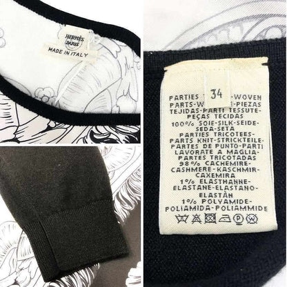 Hermes Twillaine Dress Bride de Cour Court le Silk Cashmere Black White 34 — view 3