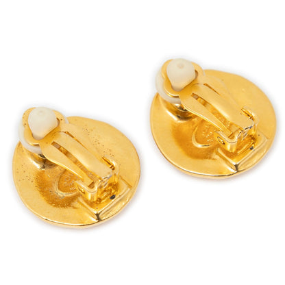 Chanel CC Logo Round Clip-On Earrings Gold Plated — view 2