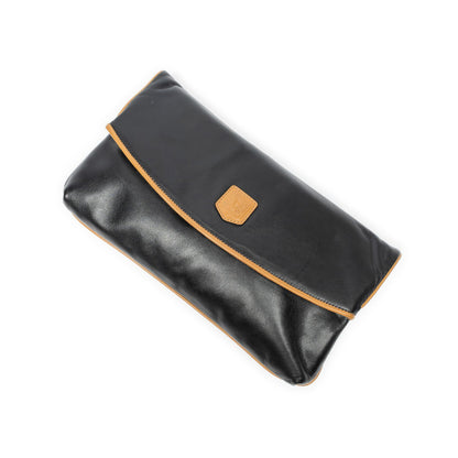 Celine Vintage Flap Clutch Black Calfskin Leather