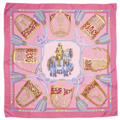 Hermes Scarf Light Pink Yellow Blue Twill Silk — view 2