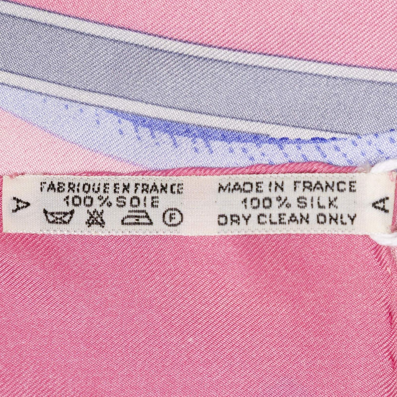 Hermes Scarf Light Pink Yellow Blue Twill Silk — view 5