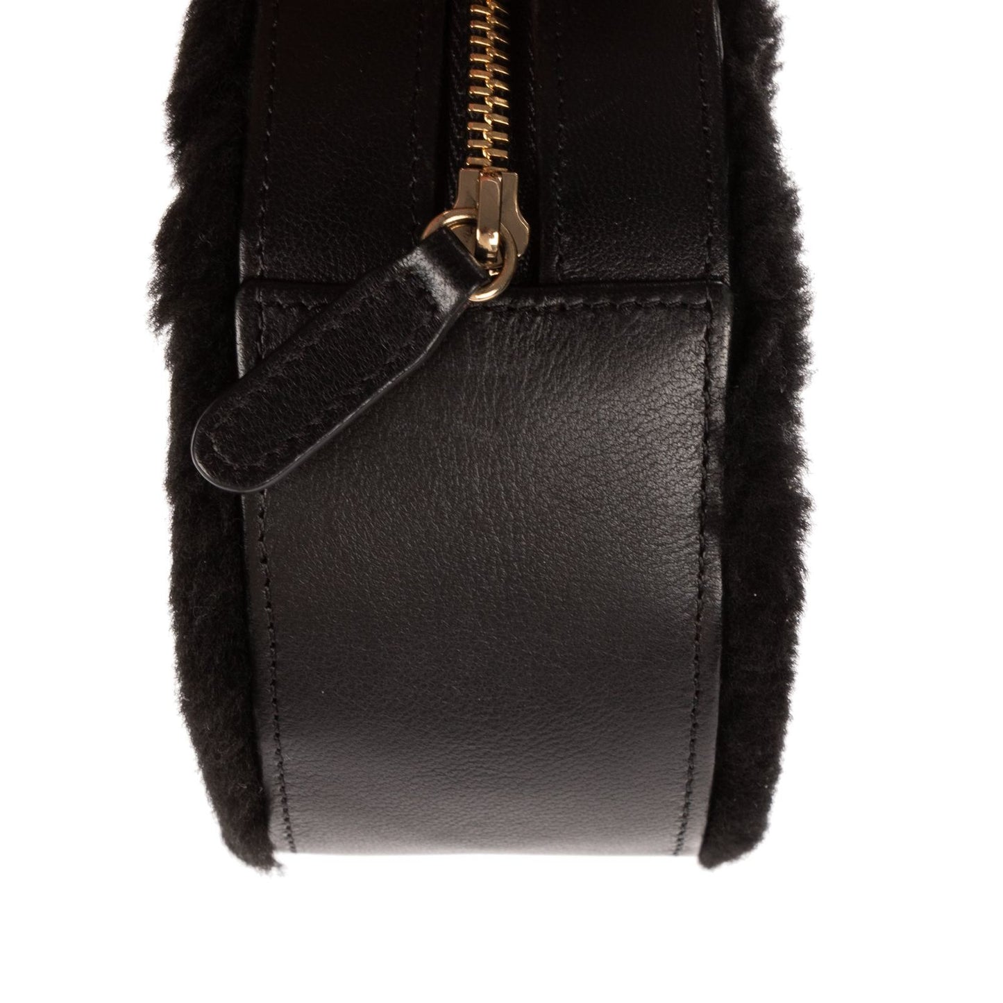 Chanel CC Shearling Chevron Round Crossbody Black Canvasa — view 8