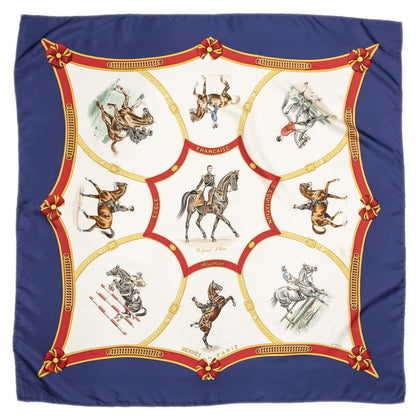 Hermes Scarf Navy Red White Twill Silk — view 2
