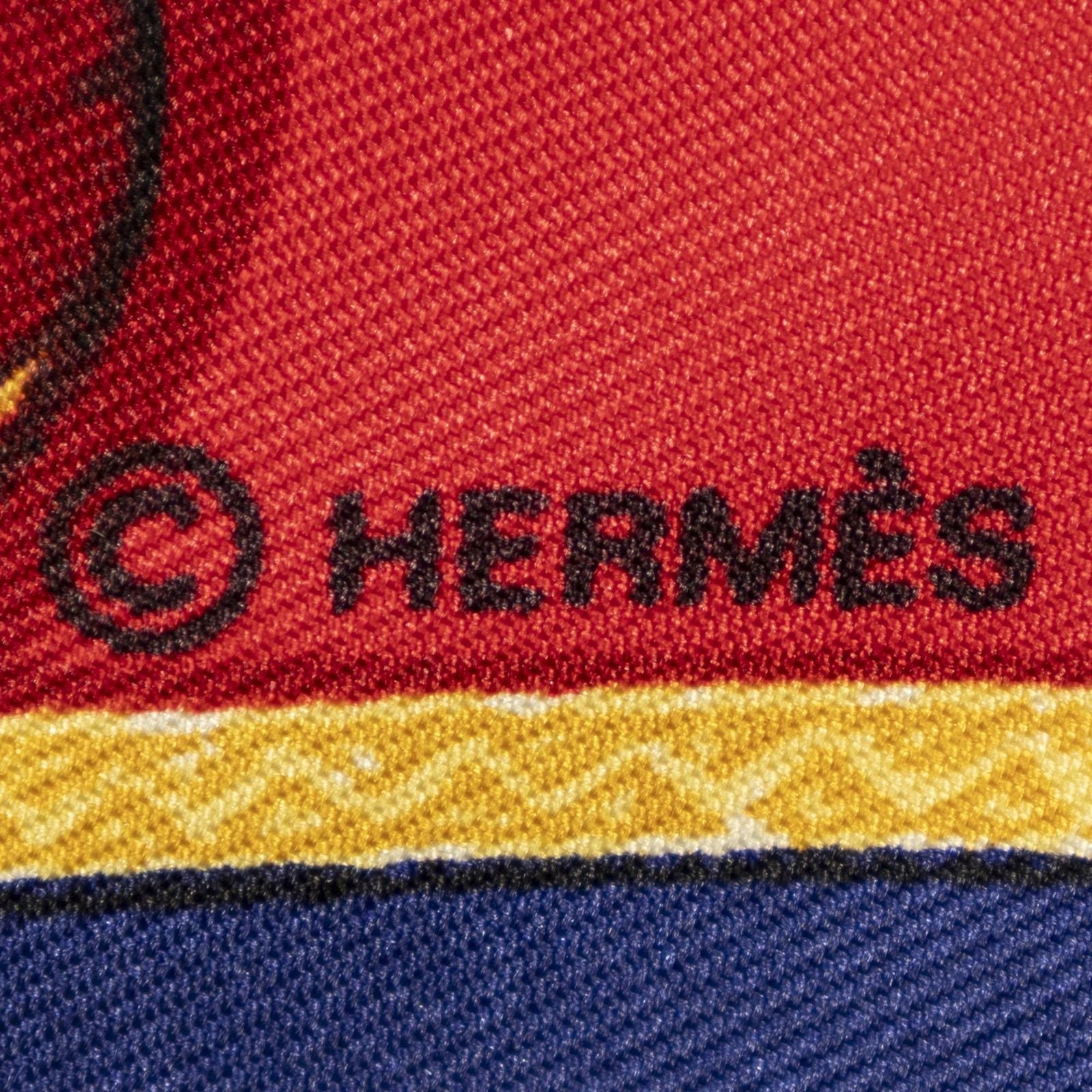 Hermes Scarf Navy Red White Twill Silk — view 4