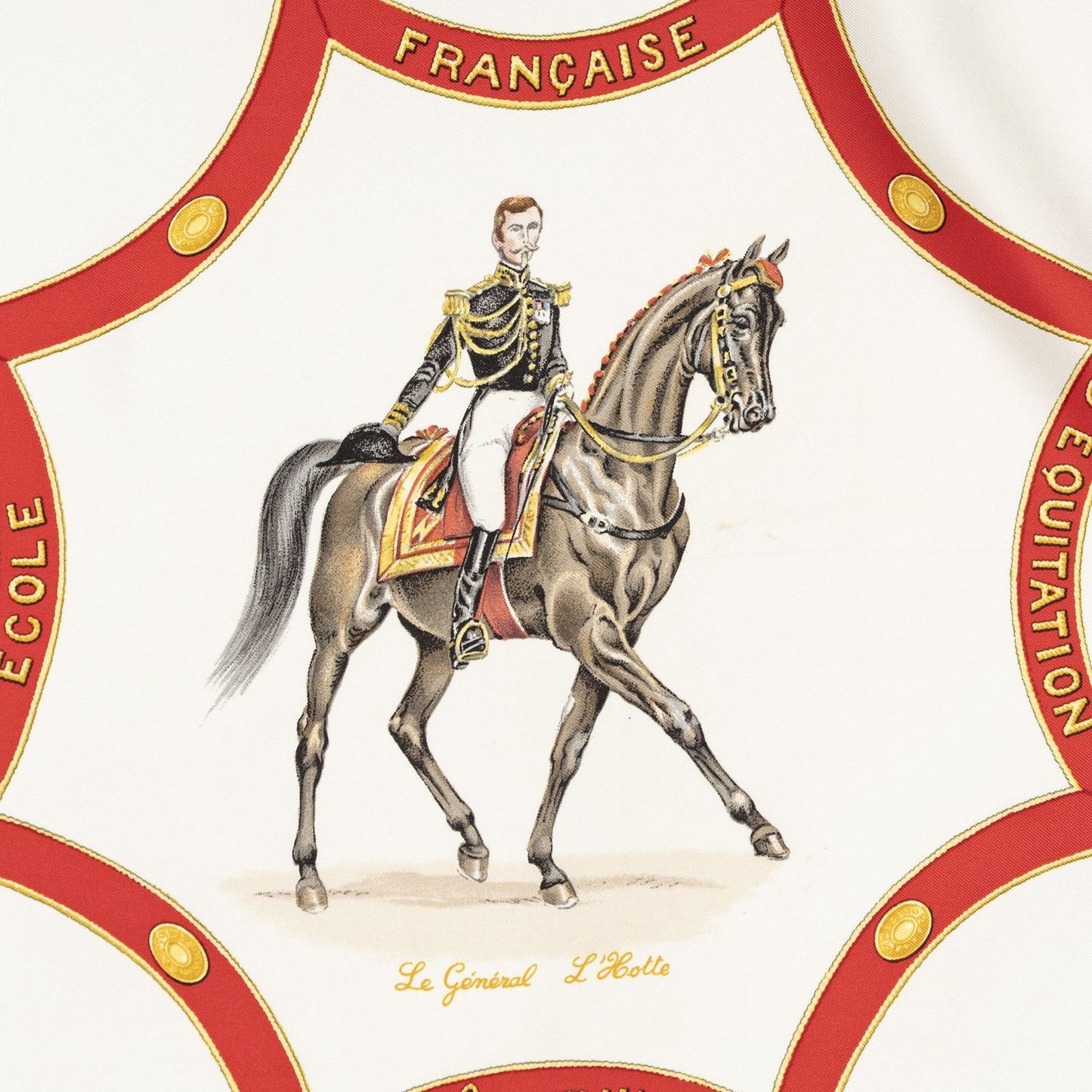 Hermes Scarf Navy Red White Twill Silk — view 3