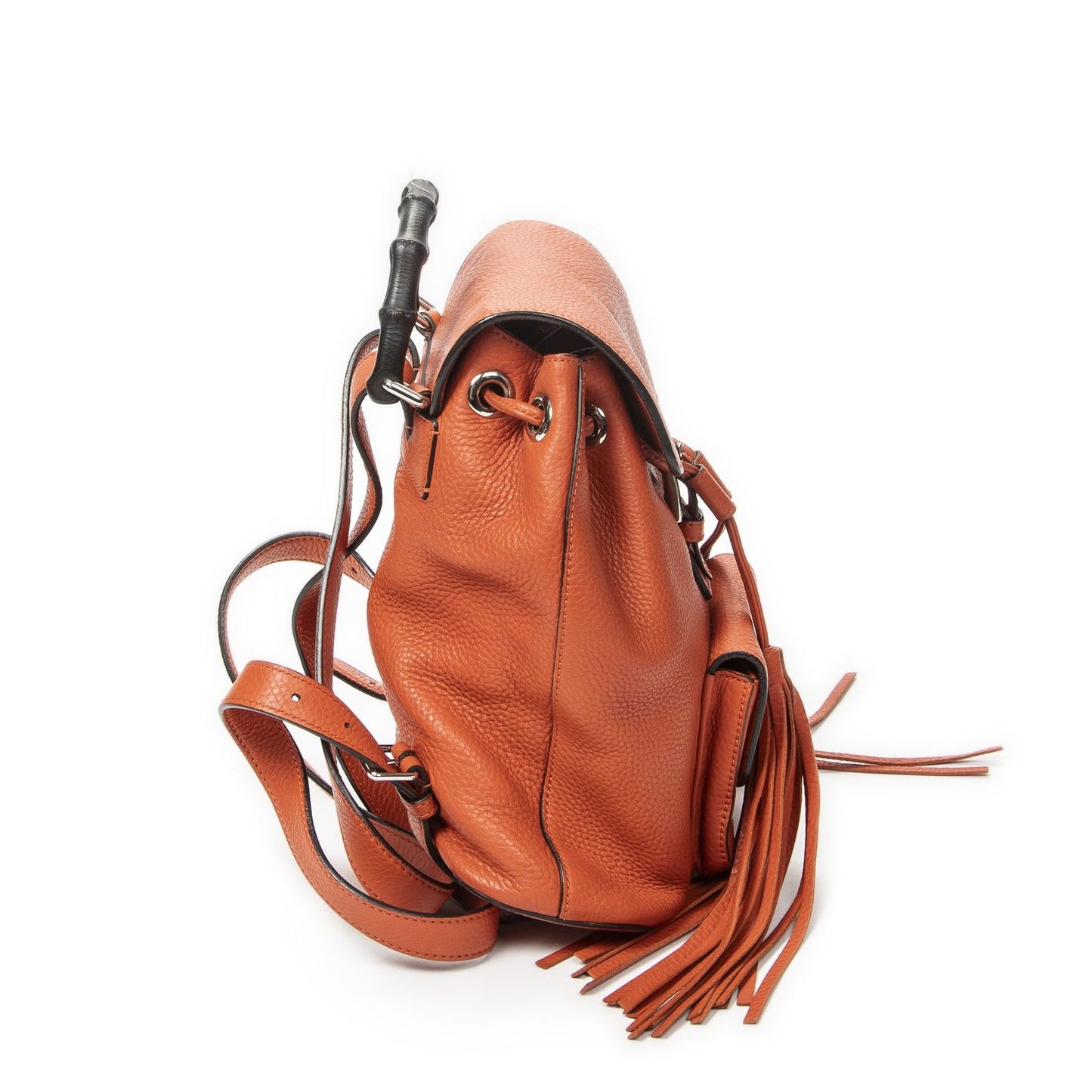Gucci Bamboo Backpack Tassel Orange Grain Calfskin Leather — view 4