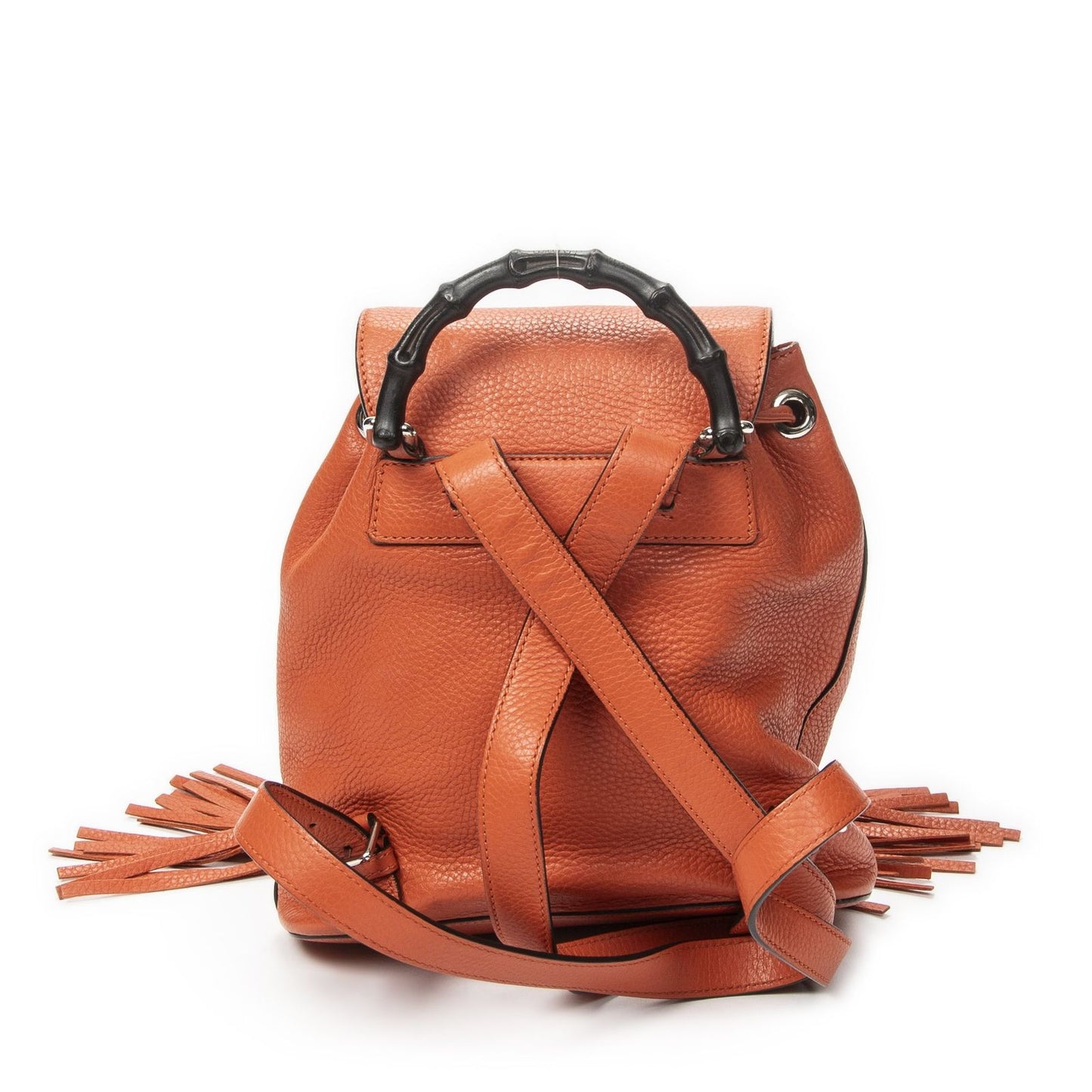 Gucci Bamboo Backpack Tassel Orange Grain Calfskin Leather — view 5