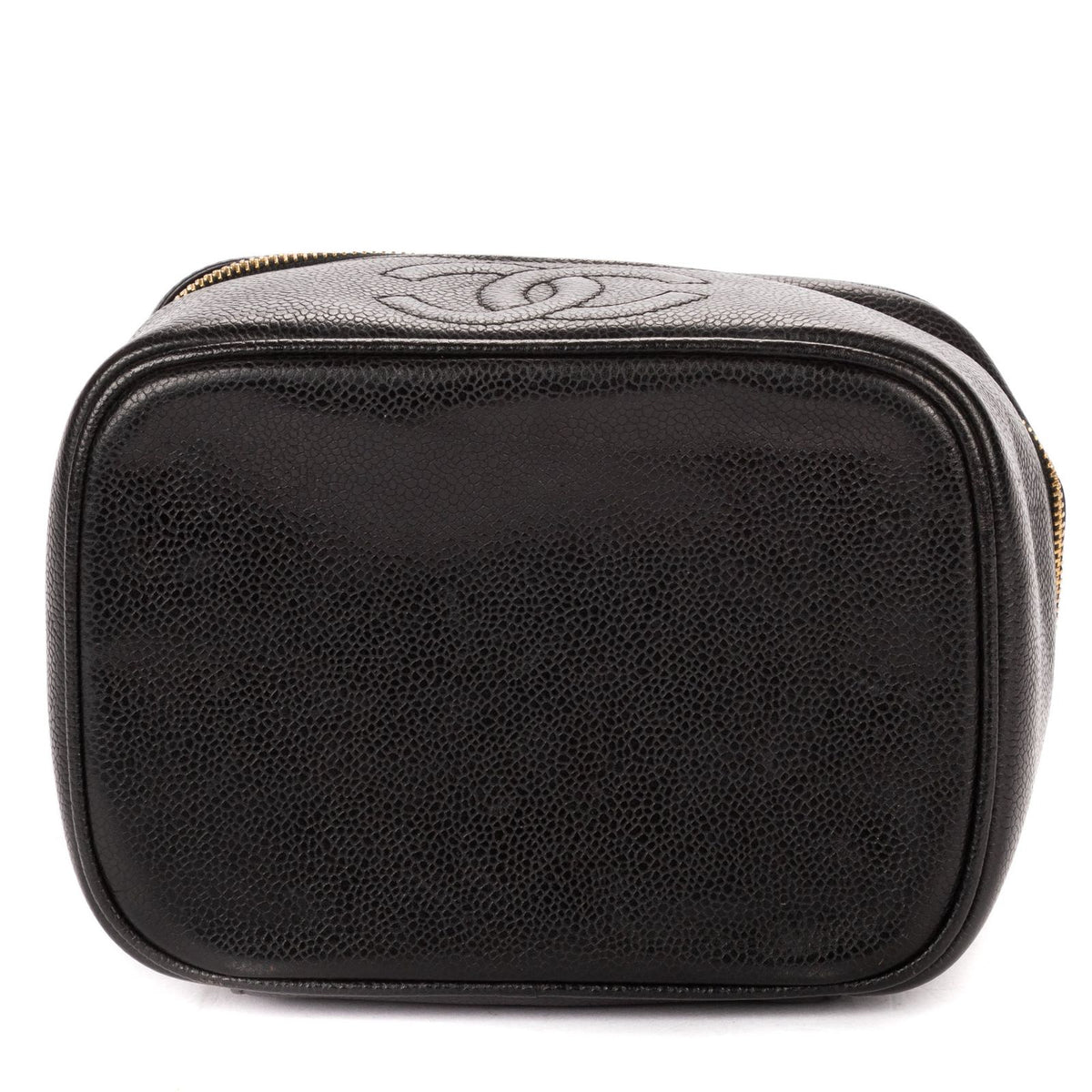 Chanel CC Logo Vanity Bag Black Caviar Leather — view 6