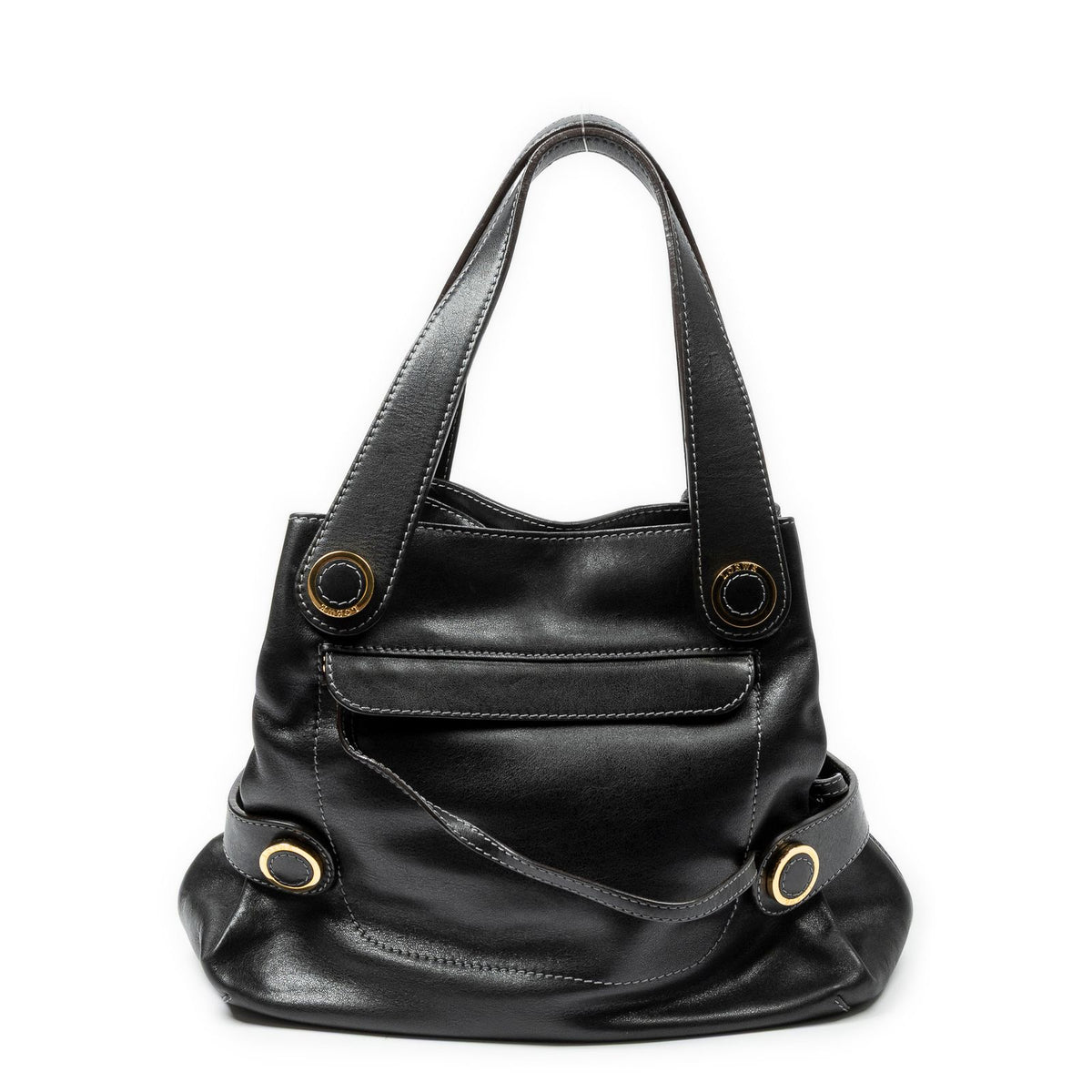 Loewe Pockets Top Handle Tote Bag Black Calfskin Leather — view 5