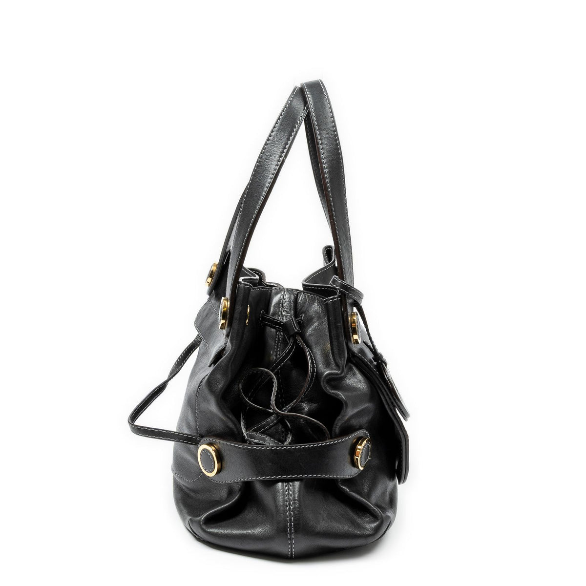 Loewe Pockets Top Handle Tote Bag Black Calfskin Leather — view 4