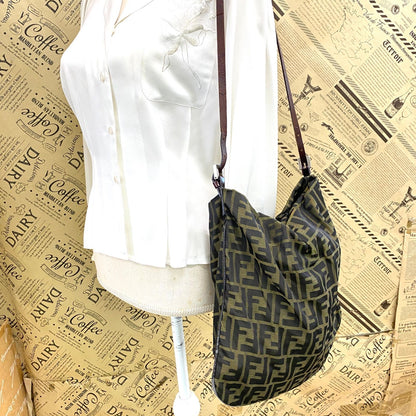 Fendi Tote Zucca Pattern Large Shoulder Bag Brown — view 3