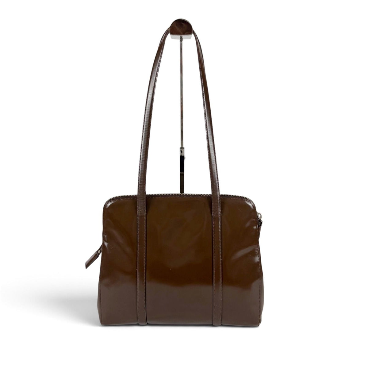 Prada Mirror Calf Leather Tote Calfskin Brown — view 2