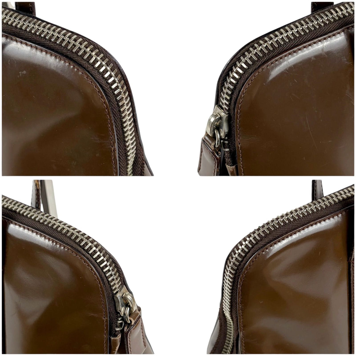 Prada Mirror Calf Leather Tote Calfskin Brown — view 3