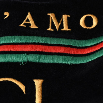 Gucci Maison de 'amour Logo Embroidered Velour Oversized Jacket Black L — view 8