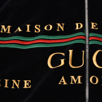 Gucci Maison de 'amour Logo Embroidered Velour Oversized Jacket Black L — view 7