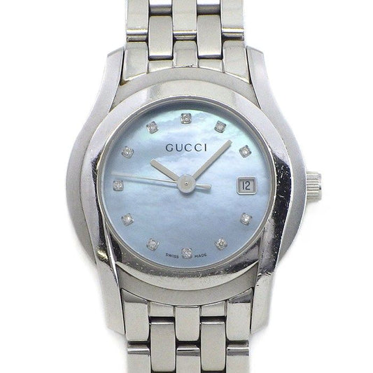 Gucci Watch G-Class Date Diamond Index Blue Mother of Pearl Dial SS Quartz Analog