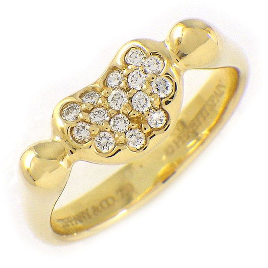Tiffany & Co Pinky Ring Bean Design Mini Beans Pave Diamond 18K Yellow Gold