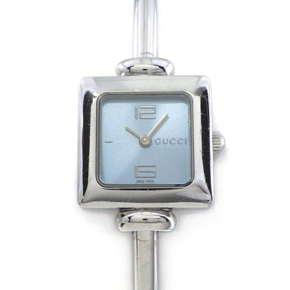 Gucci Watch Bangle Square Sunray Ice Blue Dial SS Quartz Analog