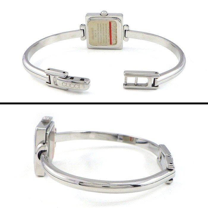 Gucci Watch Bangle Square Sunray Ice Blue Dial SS Quartz Analog — view 3