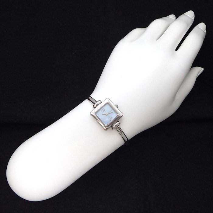 Gucci Watch Bangle Square Sunray Ice Blue Dial SS Quartz Analog — view 8