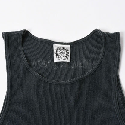 Chrome Hearts Vintage English Side Logo Tank Top Cotton Black White — view 3