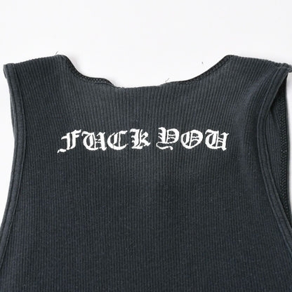 Chrome Hearts Vintage English Side Logo Tank Top Cotton Black White — view 5