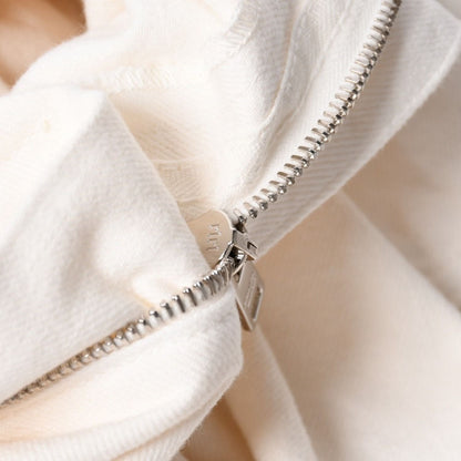 Prada White Denim Bermuda Shorts Half Metal Plate M Silver — view 7