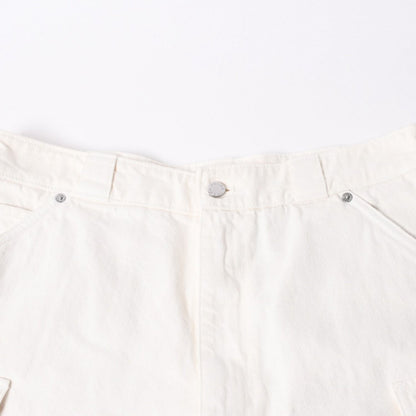 Prada White Denim Bermuda Shorts Half Metal Plate M Silver — view 3