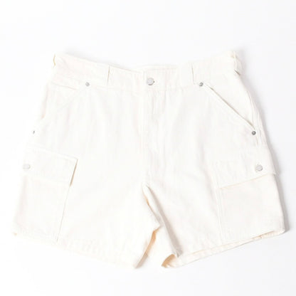 Prada White Denim Bermuda Shorts Half Metal Plate M Silver